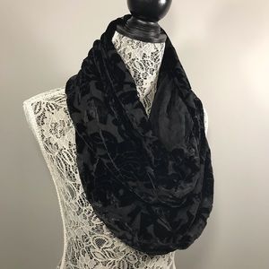Sheer floral velvet infinity scarf